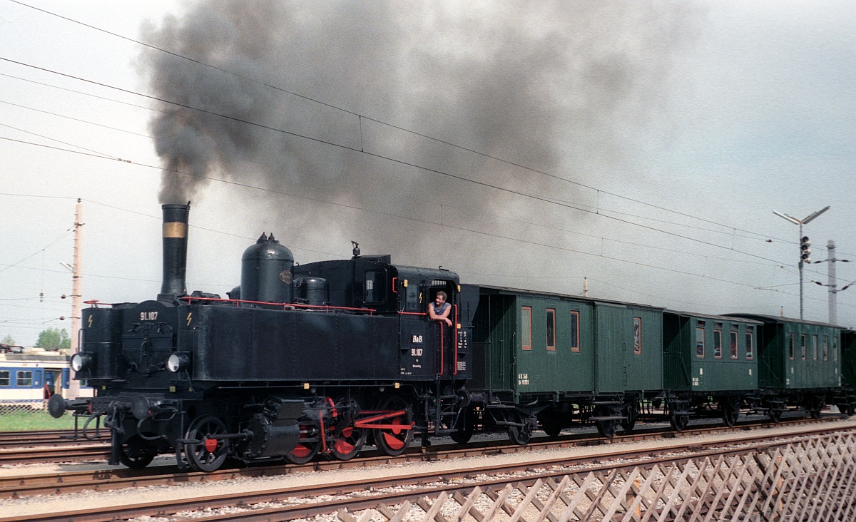 150 Jahre Eisenbahn in Österreich: ÖBB 91.107 Strasshof 12.09.1987