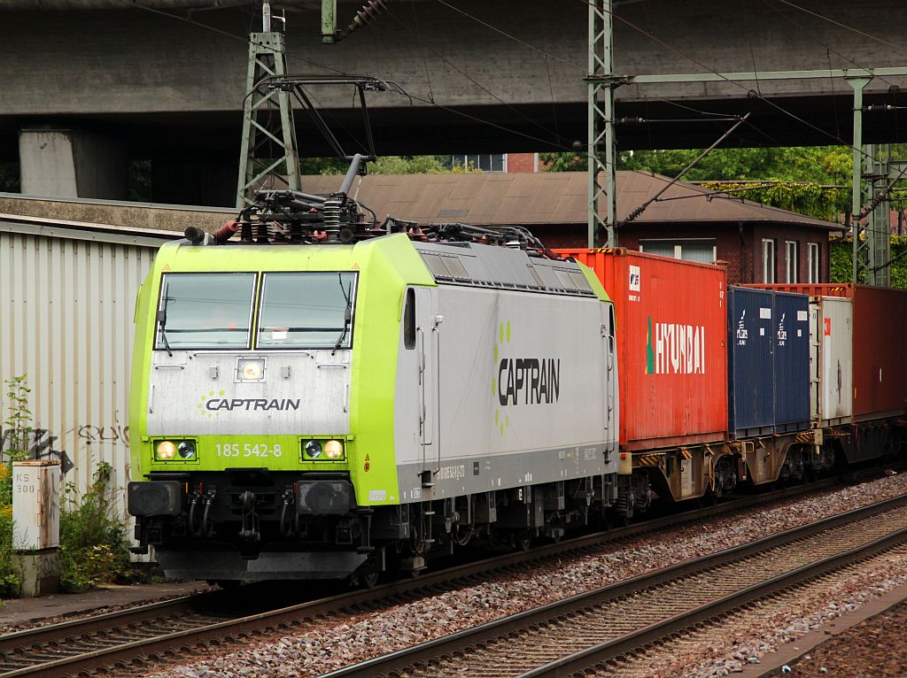 AngelTrains/Captrain 185 542-8 mit Containerzug, HH-Harburg, 07.09.2012