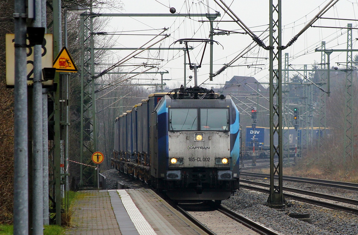 BRLL/Captrain 185 CL-002/185 502-2 mit KLV Zug in Schleswig 03.03.2016 