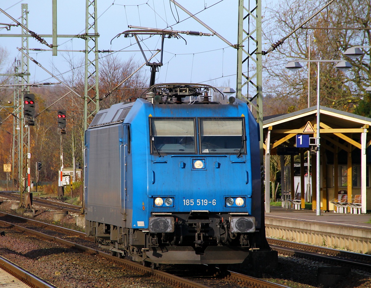 CFL 185 519-6(Unt/LDX/17.02.11)auf dem Rückweg nach Hamburg, sie brachte am Morgen den DGS 49702 aus Lippstadt nach Padborg. Schleswig 17.11.2013