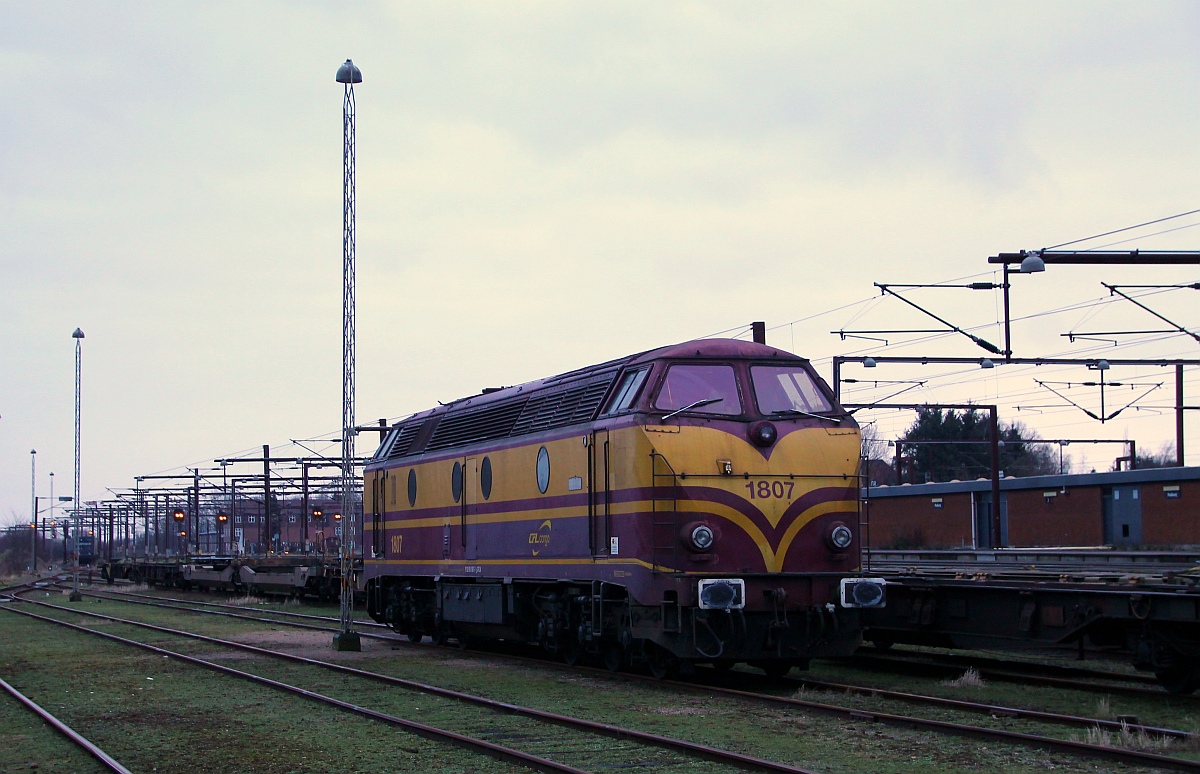 CFL Cargo 1807 steht einsam im Gbf Padborg abgestellt. 06.02.2014