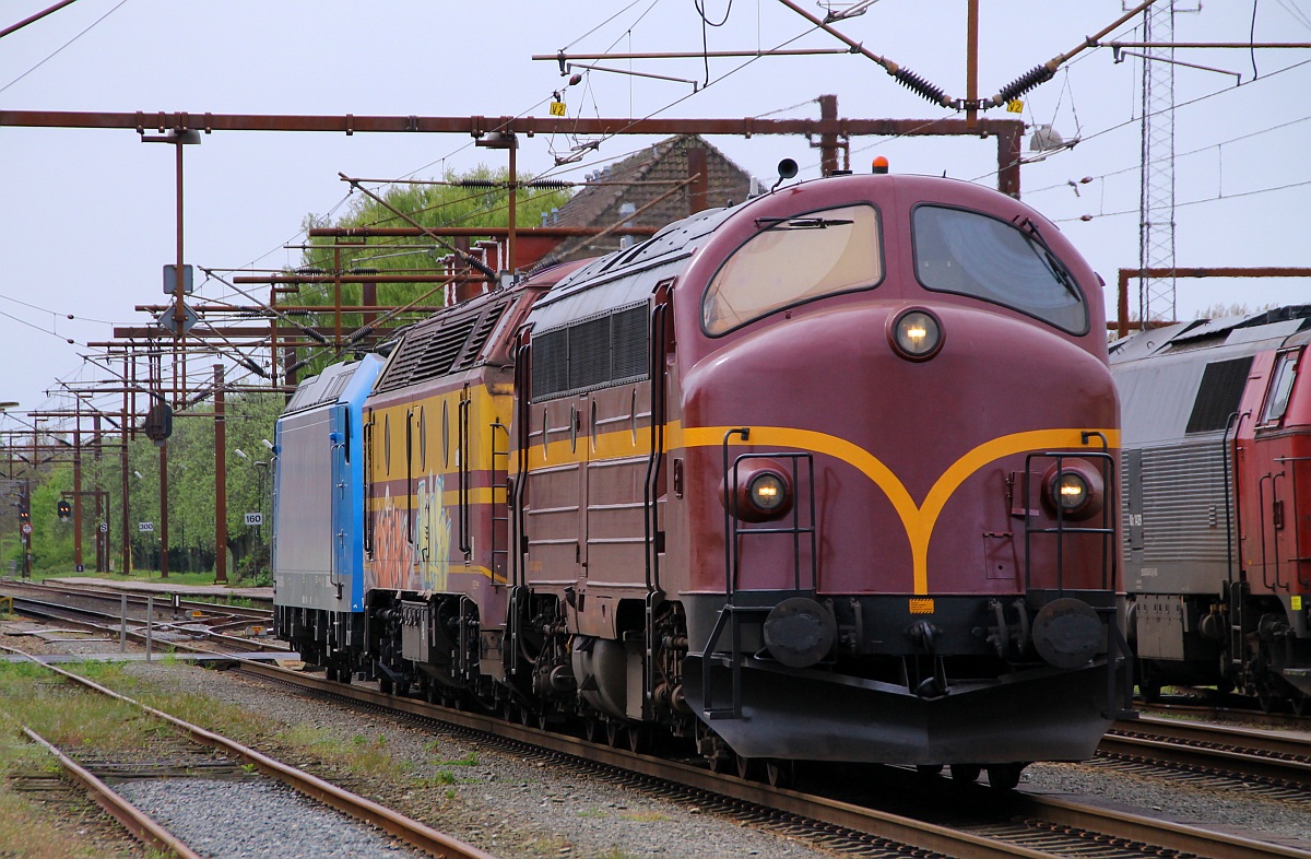 CFL Cargo DK Litra MY 1146 und die Luxemburger 1807-7 rangieren hier die 185 518-8 in den Abstellbreich für deutsche Loks in Padborg. 02.05.2014