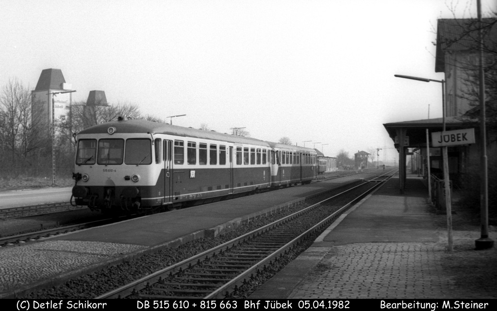 DB 515 610 + 815 663, Bhf Jübek, 05.04.1982(DigiScan 045)