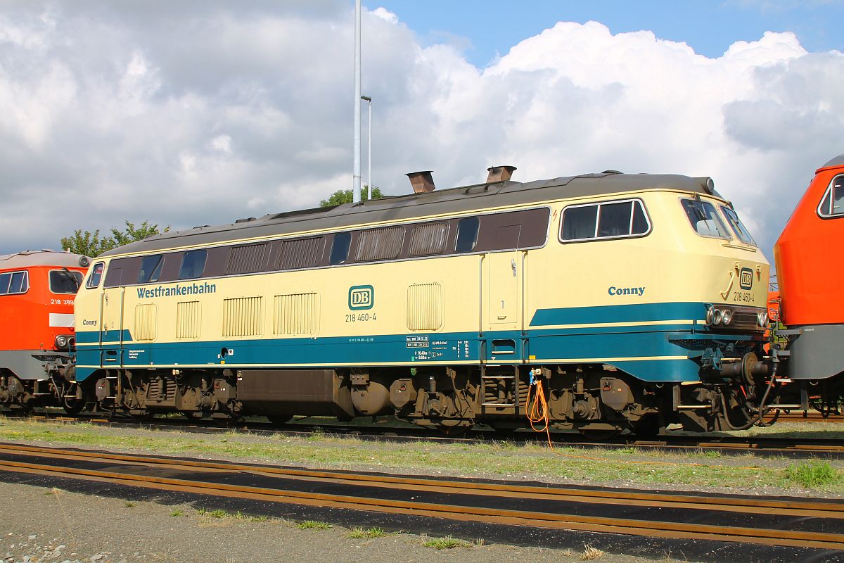 Die 218 460  Conny  von der Westfrankenbahn, REV/Verl/ MMF/28.12.23, ist wieder zu Gast im Norden, 28.07.2023 