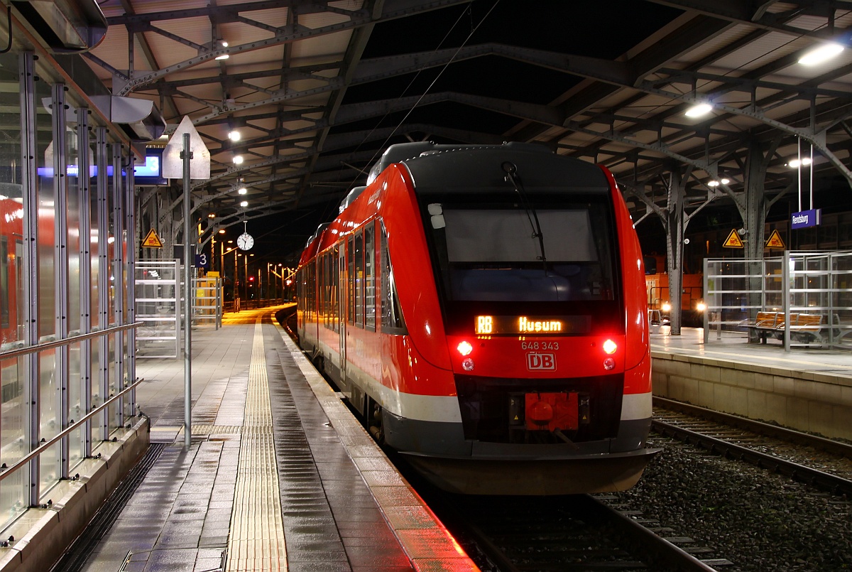 Die Fahrt nach Kiel endete für den DB Lint 41 0648 343/843  Neustadt in Holstein  in Rendsburg auf Grund zahlreicher Bauarbeiten zwischen Rendsburg und Neumünster. Rendsburg 12.04.2014