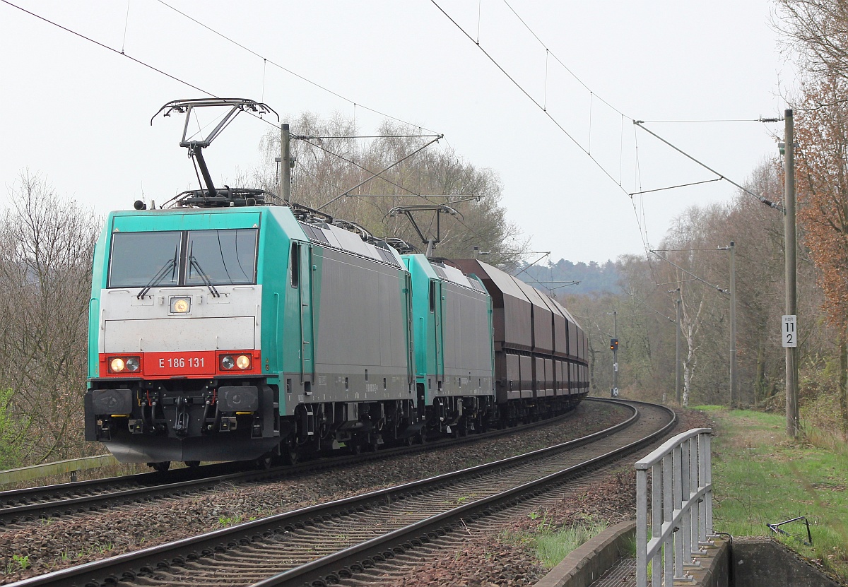 E 186 131+247 mit Kohle Pendel HH-Moorburg 01.04.2014