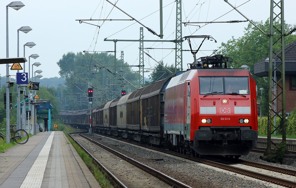EG 3113 mit H-Wagen Zug nach Maschen. Schleswig 18.08.2017
