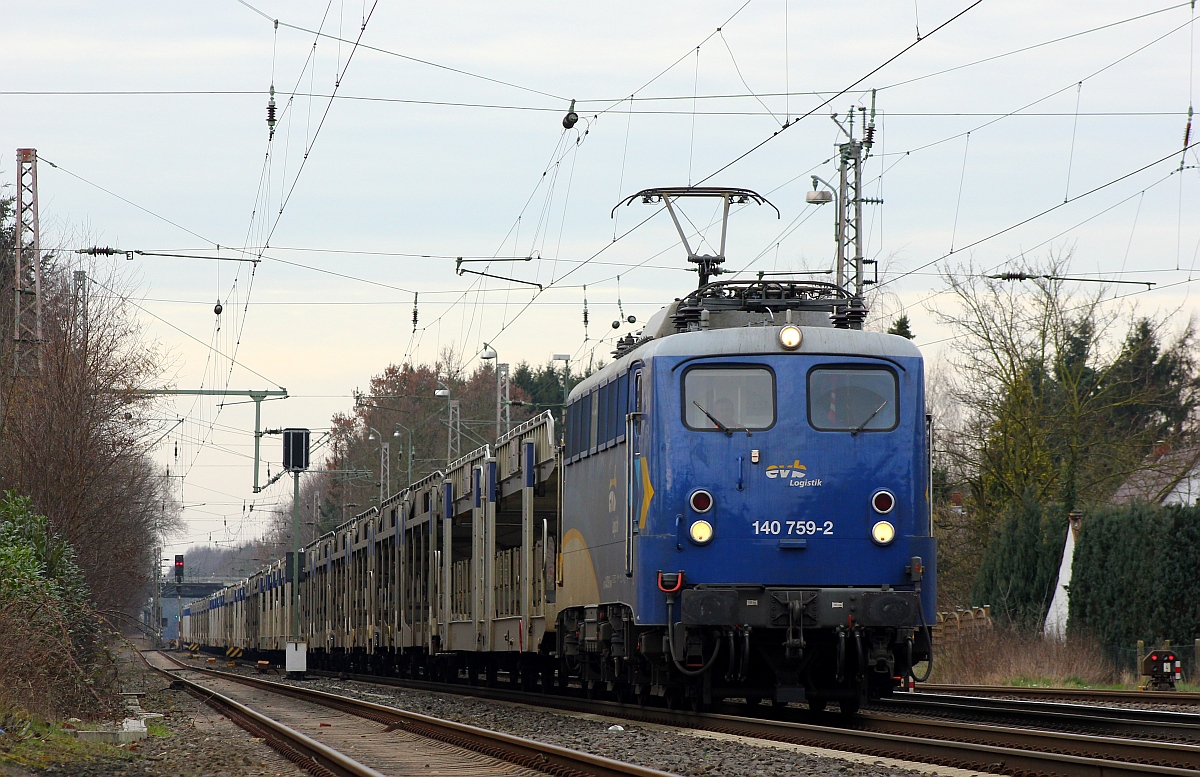 EVB Logistik 140 759-2 mit BLG Autologistikzug aufgenommen in Langwedel. 07.03.2015