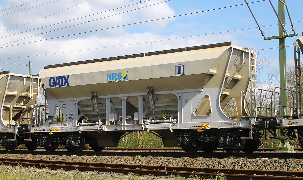 GATX Vierachsiger Schwenkdachwagen für witterungsempfindliche Ladung der Gattung Faccns registriert unter 83 54 6985 497-9 CZ-GATXD. Flensburg-Weiche 26.04.2022