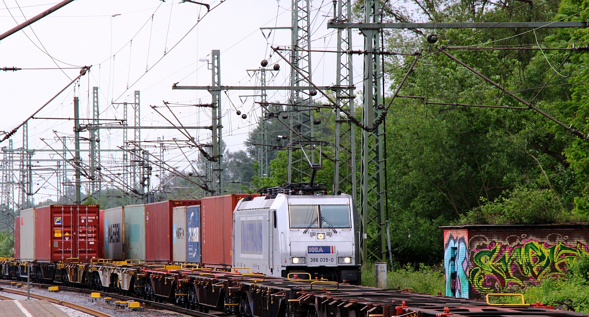 Metrans 386 035-0 mit Doppelausfahrt HH-Harburg 28.05.2022