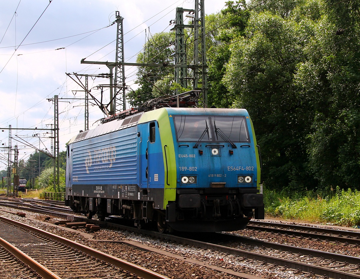 MRCE/PKP Cargo ES64F4-802/ 189 802-2/ EU45-802 rollt gemütlich durch Hamburg-Harburg. 28.06.2014