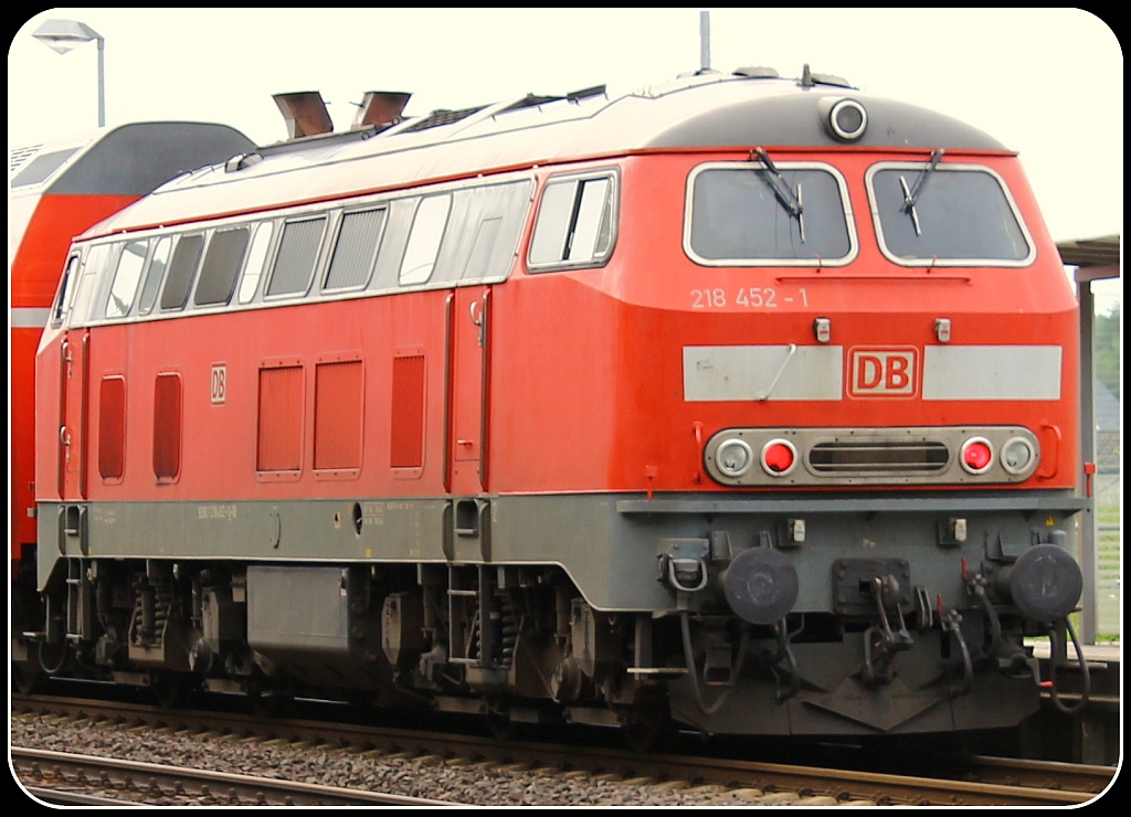 Portraitaufnahme der Braunschweiger Gastlok 218 452-1 die heute überraschend durch Schleswig fuhr. 25.06.2013
