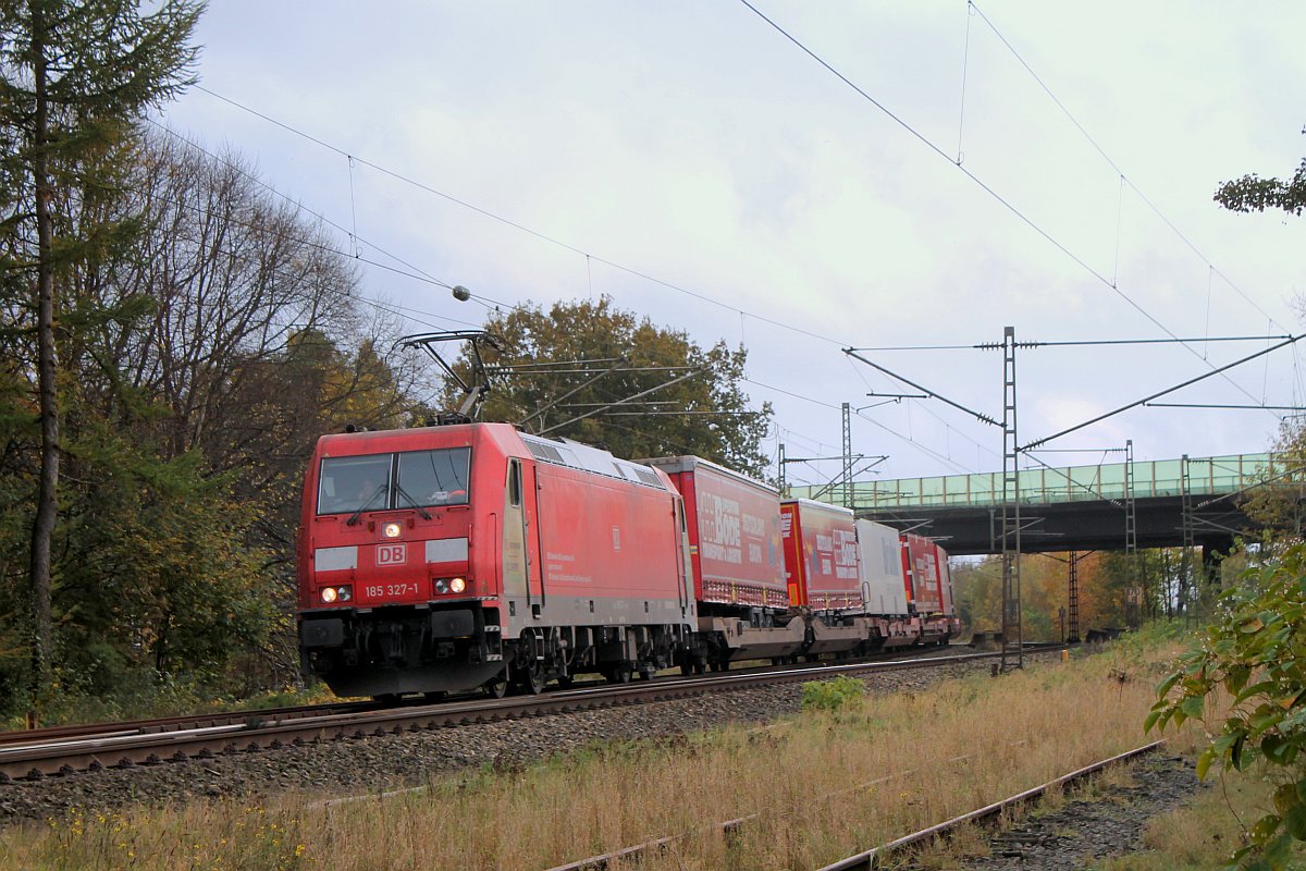 RSC 0185 327-1 mit Bode KLV Einfahrt Flensburg-Weiche 27.10.2016