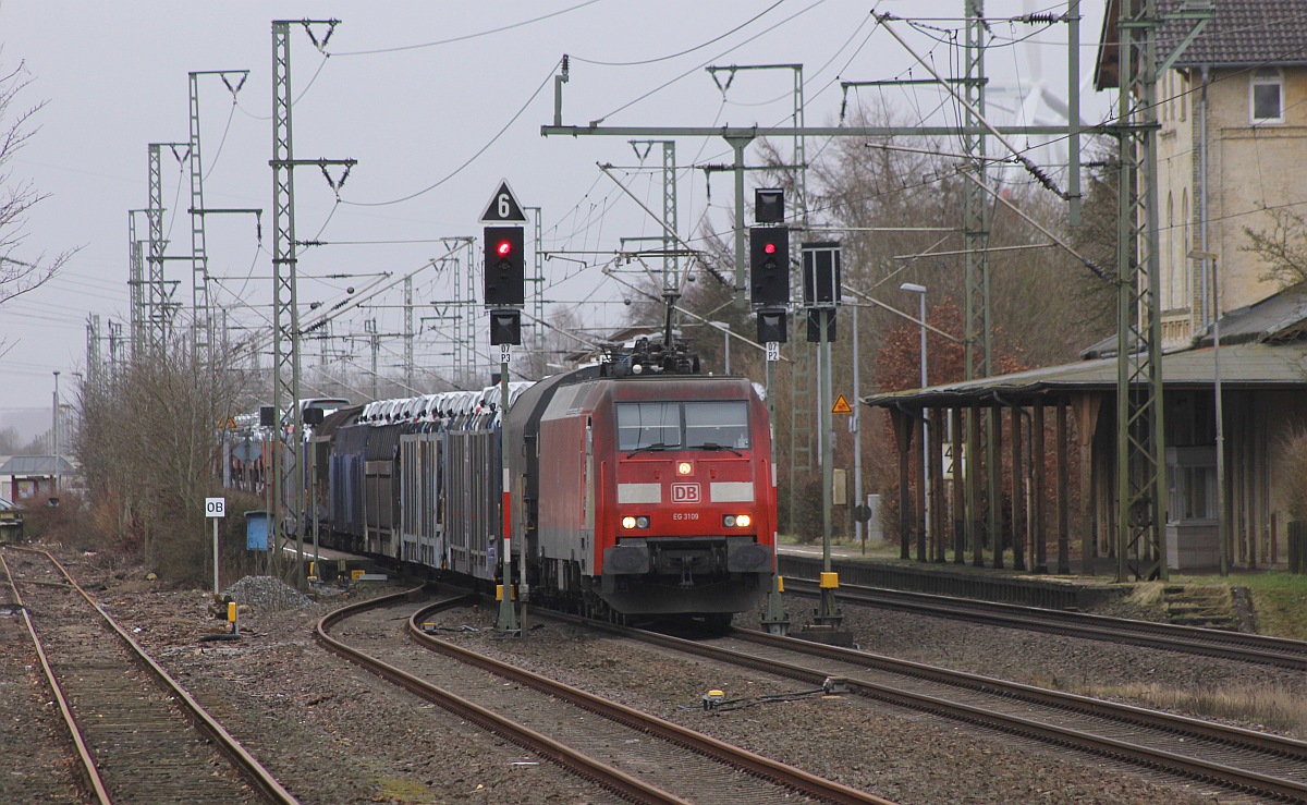 RSC EG 3109 mit EZ-Z von Hamburg kommend auf der Reise nach Fredericia st aufgenommen in Jübek am 22.02.2017 um 15.51h.