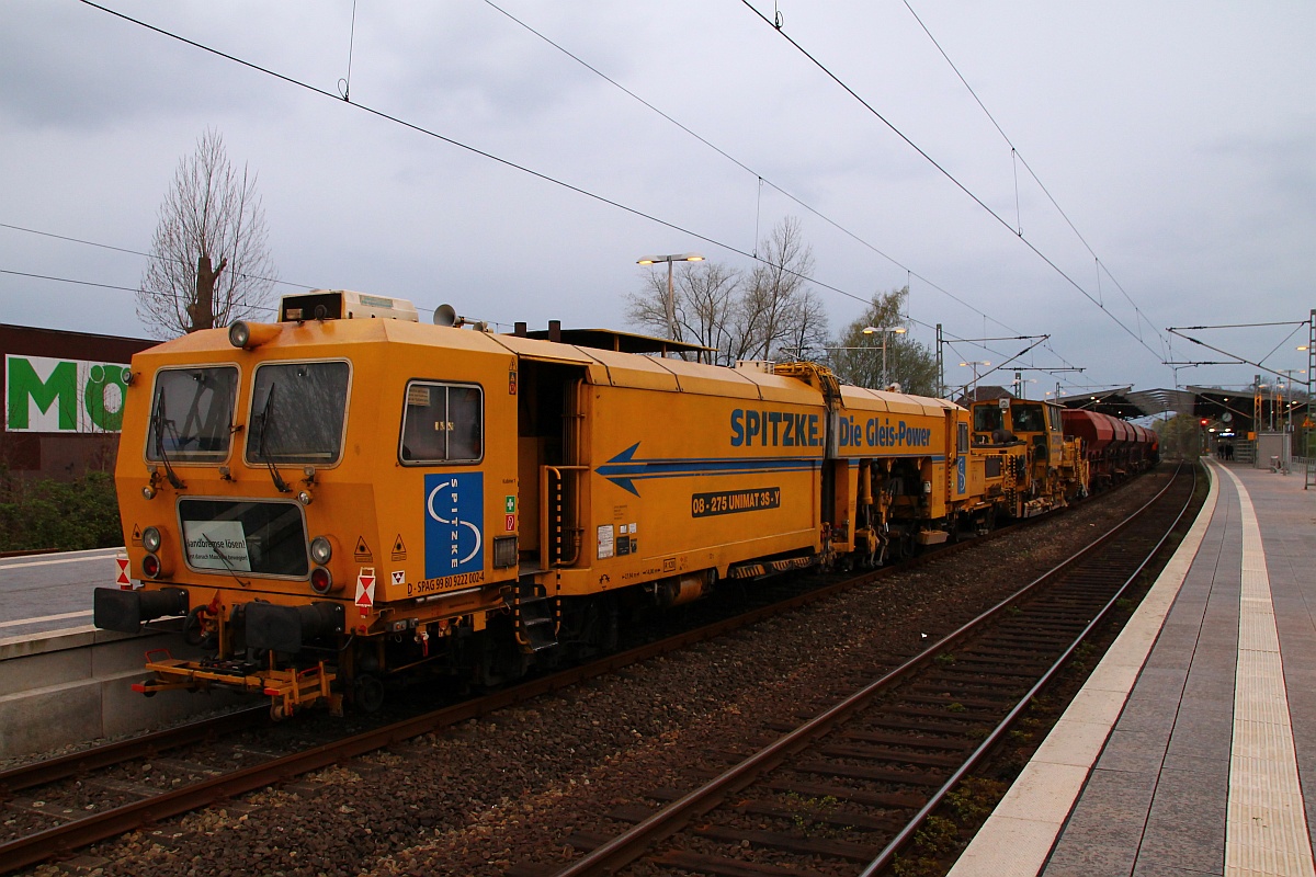 Spitzke P&T 08-275 Unimat 3S-Y(99 80 9222 002-4)abgestellt wegen der Bauarbeiten im Bhf Rendsburg. 12.04.2014