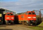 DBCSC MZ 1459 und 1457 vor der Viking-Rail Werkstatt in Pattburg/Padborg, 25.02.2023