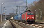 RSC EG 3101 mit ihrem recht kurzen Container/KLV Zug durchfährt hier Schleswig. 26.03.2017(raw) 