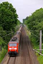 DBS/RSC EG 3108 auf dem Weg nach Dänemark passiert hier die Brücke in Schleswig-Schuby. 28.05.2014