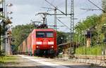 DB Schenker Scandinavia EG 3113 und 3102 mit dem langen und schweren Papierzug aus Dänemark kommend festgehalten bei der Durchfahrt am 06.09.2015 in Schleswig.