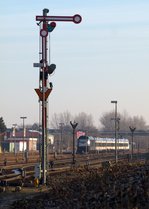 223 014-2/ER 20-014 steht mit dem NOB-Reservezug abgestellt in Westerland/Tinnum(aufgenommen vom BÜ zwischen W'land und Tinnum). 29.01.2011