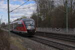 Ebenfalls ein RE80 Triebwagen alias 642 220 verkehrt hier durch Bretzfeld gen Heilbronn Hbf. 24.2.2024r