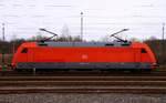 DB 101 132-9(Unt/AE/21.04.11)wird am Abend des 06.02.2014 den CNL 473 in Padborg übernehmen und ihn nach Basel SBB bringen. Hier steht sie abgestellt in Flensburg-Peelwatt. 06.02.2014
