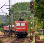 DB 112 160 und 112 180 mit dem RE 90158(HH-Altona - Flensburg)verlassen hier Schleswig Richtung Flensburg. 26.07.2014