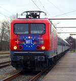 Einfahrt für den Snälltåget D 304 (Salzburg Hbf-Malmö Central) mit Zuglok WFL 114 006-0 in Pattburg/DK 06.03.2022 IIII