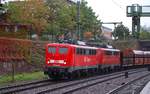DB E40 834/ 140 834-3 mit weiterer 140er und dem Kohle Express vom Hansa-Port kommend. Hamburg-Harburg 26.09.2014