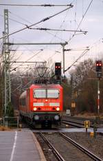 DB 143 930-6 die Ex Triererin hat hier mit einer RB nach Neumünster Einfahrt in Bahnhof Owschlag(bei Schleswig). 07.02.2014