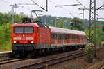 DB Regio 143 348-1(REV/LD X/27.10.08)festgehalten beim Halt mit der RB nach Neumünster im Bhf Schleswig. 08.07.2014