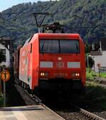 br-6-152-es-64-f/825068/db-152-169-9-mit-gueterzug-aufgenommen DB 152 169-9 mit Güterzug aufgenommen in Kestert am Rhein. 14.09.2023