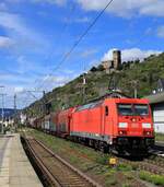 br-6-185-traxx-f140-ac1ac2-db/825307/db-185-339-9-revlmr-9010916-verlnnr DB 185 339-9, REV/LMR 9/01.09.16, Verl/NNR 9/23.08.24 mit Güterzug. Kaub am Rhein 14.09.2023