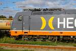 Detailaufnahme (zwei Stromabnehmer und NVR Nummer) der Hectorrail 241.014 in Pattburg/Padborg, 16.08.2023