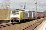 MRCE/TXL 189-989NC(189 989-7)/ES64F4-089 mit KLV nach Italien. Schleswig 19.04.2015