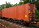 Tragwagen mit zwei Radsätzen für Großcontainer und Wechselbehälter der Gattung Lgs 579 registriert unter 21 80 4425 162-5 D-DB.