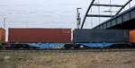 NL-EUWAG 37 84 4950 112-1 Gattung Sggrs der Eurowagon beladen mit zwei Containern. Hamburg-Waltershof 29.01.2021