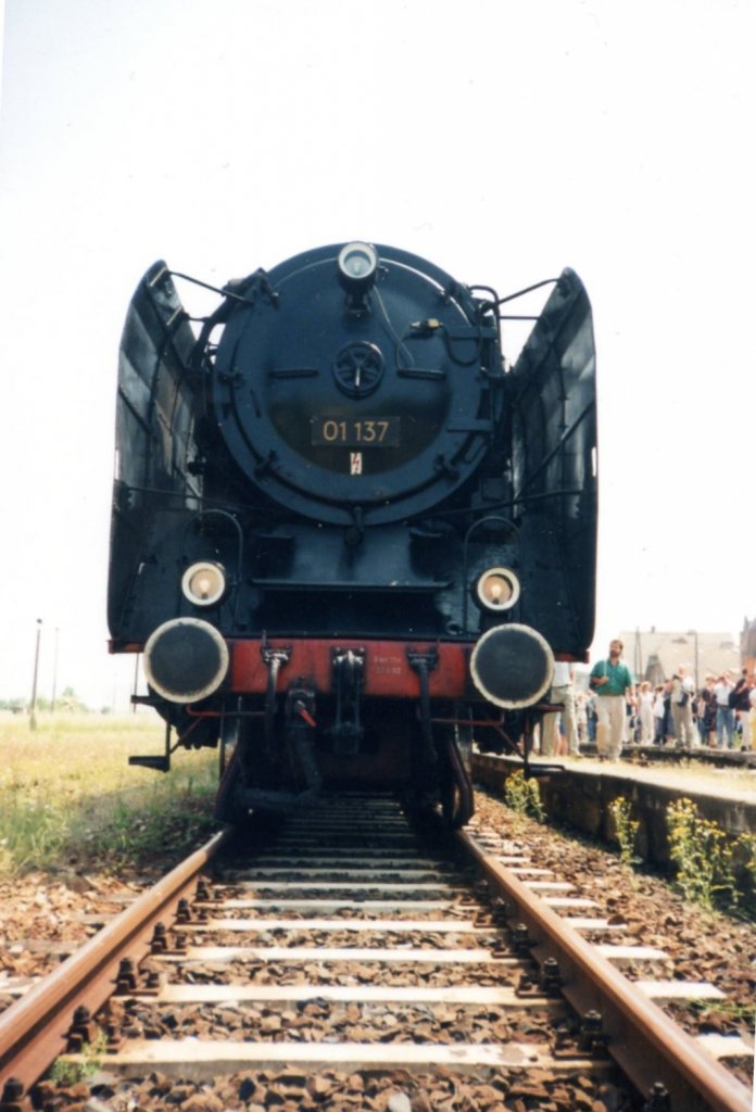 01 137 mit einem Sonderzug im Bf Ro�leben. Aufnahmedatum leider unbekannt. (Foto: Ingo Heidenreich)