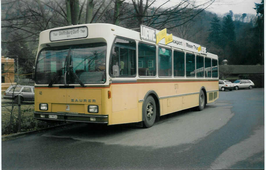 (016'319) - STI Thun - Nr. 46/BE 396'546 - Saurer/R&J am 5. Mrz 1997 bei der Schifflndte Thun