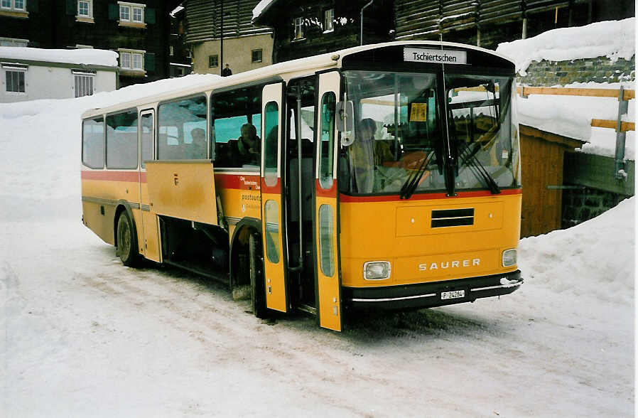 (038'419) - PTT-Regie - P 24'284 - Saurer/R&J am 1. Januar 2000 in Tschiertschen, Wendeplatz