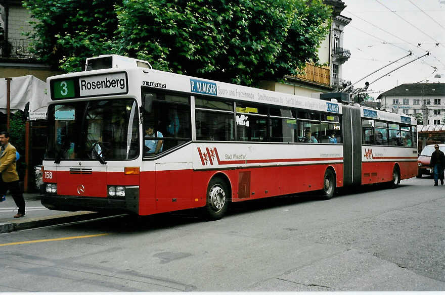 (041'922) - WV Winterthur - Nr. 158 - Mercedes Gelenktrolleybus am 13. Juli 2000 beim Hauptbahnhof Winterthur