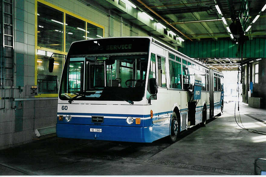 (044'937) - VMCV Clarens - Nr. 60/VD 1360 - Van Hool am 20. Februar 2001 in Clarens, Garage