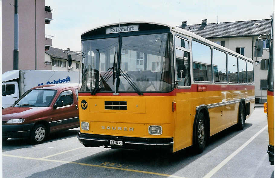 (059'730) - Zimmermann, Niederwangen - BE 9438 - Saurer/Tscher (ex P 24'289) am 14. April 2003 in Biel, Zollhaus