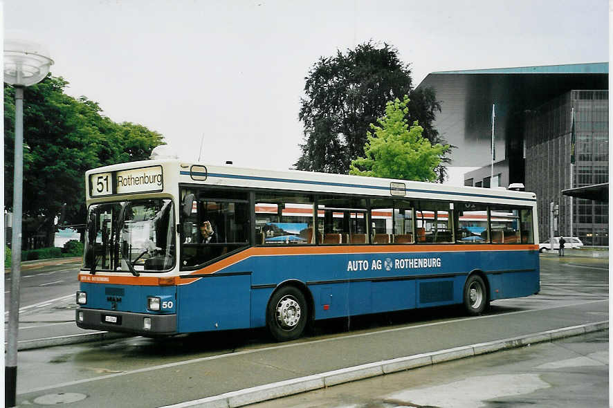 (060'533) - AAGR Rothenburg - Nr. 50/LU 15'045 - MAN am 26. Mai 2003 beim Bahnhof Luzern