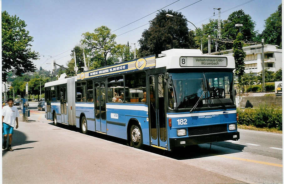 (061'515) - VBL Luzern - Nr. 182 - NAW/Hess Gelenktrolleybus am 13. Juli 2003 in Luzern, Verkehrshaus