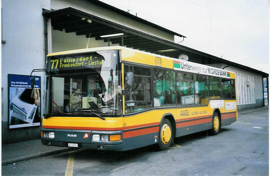 (064'320) - AAGL Liestal - Nr. 53/BL 6556 - MAN/Lauber am 15. November 2003 beim Bahnhof Liestal