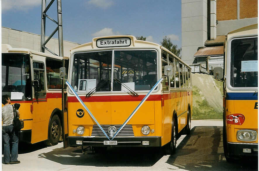 (070'436) - Hsser, Hagendorn - ZG 38'855 - Saurer/Tscher (ex Bchli, Kttigen; ex M+79'529; ex P 24'633) am 28. August 2004 in Niederbipp, Saurertreffen