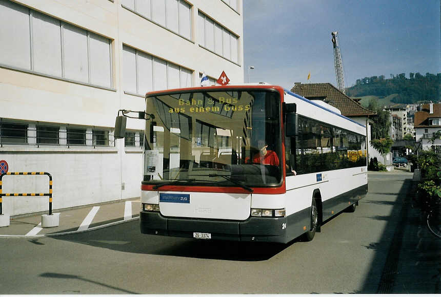 (070'926) - ZVB Zug - Nr. 24/ZG 3374 - Scania/Hess am 11. September 2004 in Zug, Garage