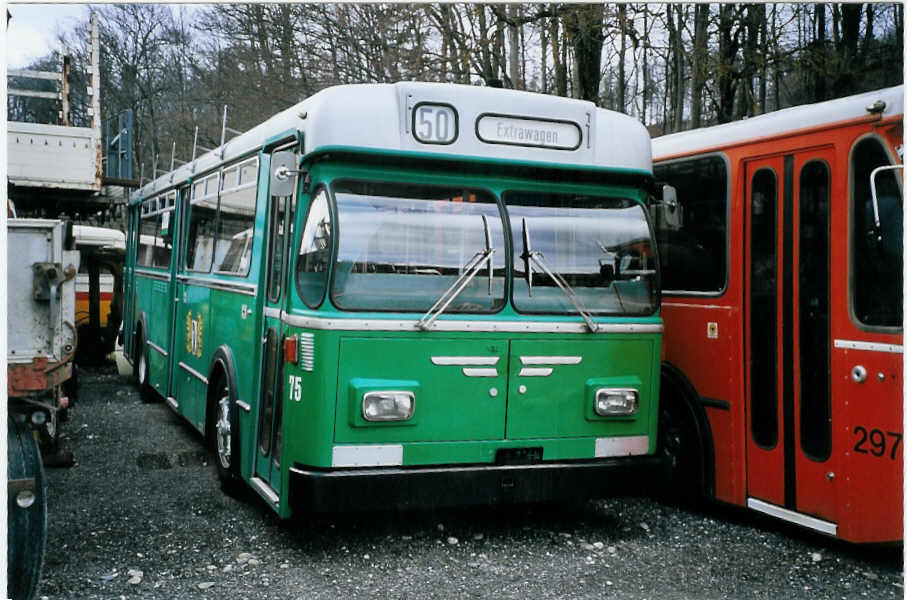 (076'109) - BVB Basel (RWB) - Nr. 75 - FBW/FHS am 10. April 2005 in Oberburg, Ziegelgut