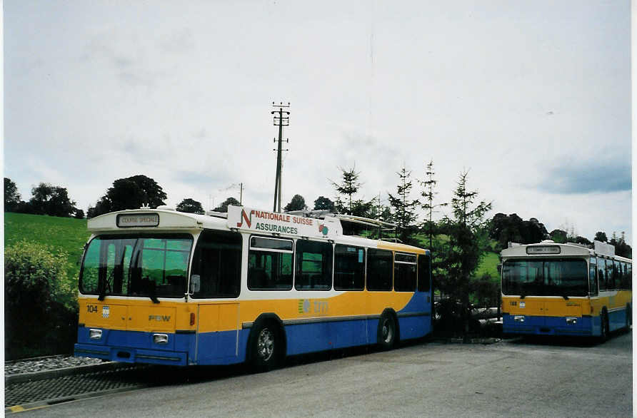 (080'010) - TC La Chaux-de-Fonds - Nr. 104 - FBW/Hess-Haag Trolleybus am 27. August 2005 in La Chaux-de-Fonds, Dpt